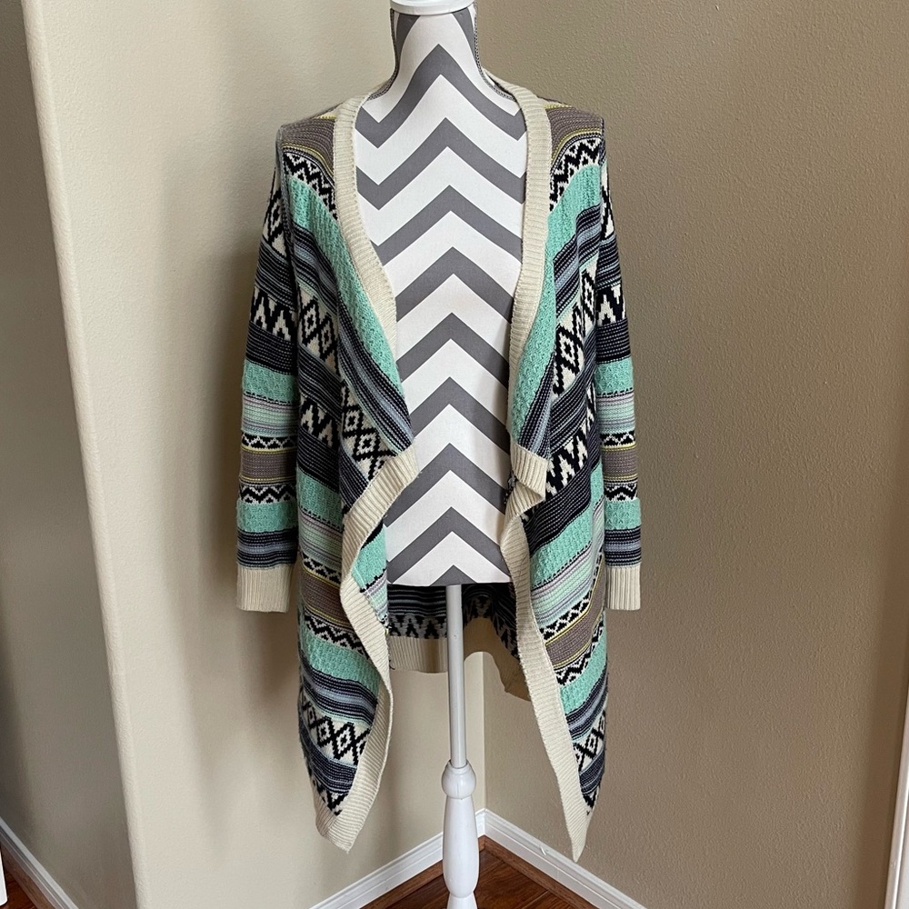 L Love Teal Sweater Cardigan - Size: M/L